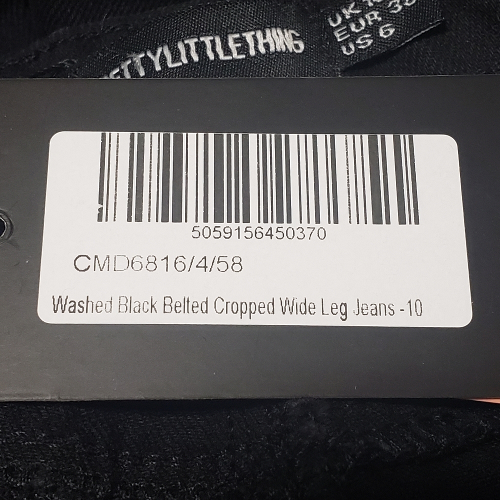 PrettyLittleThing Size 6 Washed Black Crop - Picture 10 of 11